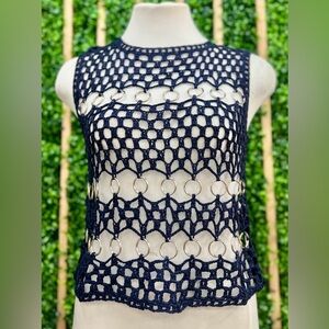 Elegant Navy Crochet Women Top